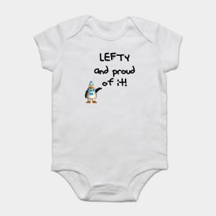 Lefty and proud of it! Left handed penguin Baby Bodysuit